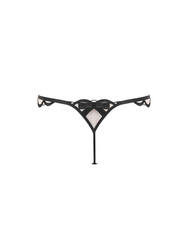 Belle Sheer Bow Thong Black