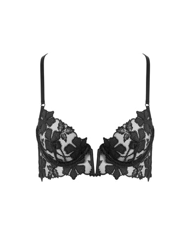 Alara Floral Longline Bra Black
