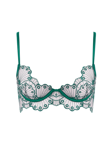 Jane Sheer Embroidered Longline Bra Aventurine Green
