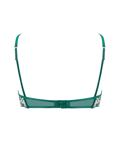 Jane Sheer Embroidered Longline Bra Aventurine Green