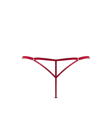 Rose Embroidered Open Front Thong Savvy Red