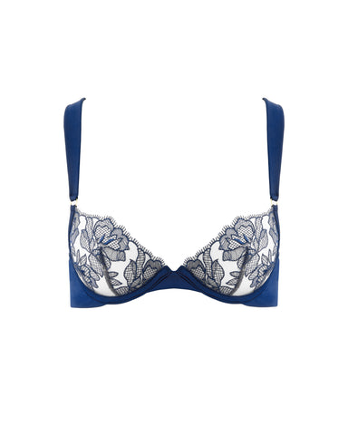 Avery Microfibre Embroidered Bra Navy Peony