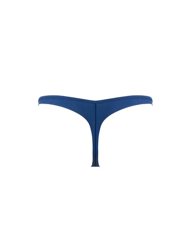 Avery Microfibre Embroidered Thong Navy Peony