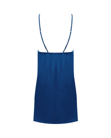 Ida Luxury Satin Short Chemise Navy Peony/Black