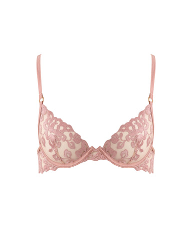 Rosina Sheer Embroidered Bra Dusty Rose
