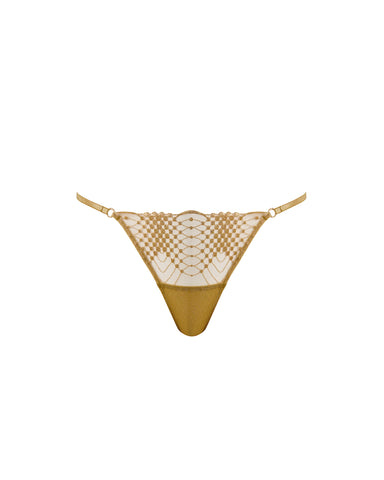 Zoe Sheer Embroidered Brief Gold