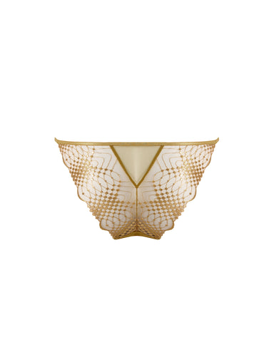 Zoe Sheer Embroidered Brief Gold