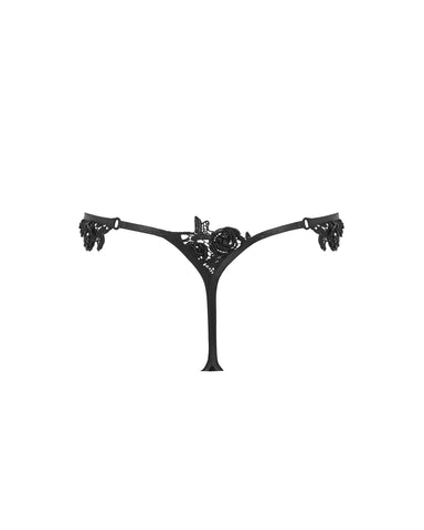 Adina Embroidered Thong Black