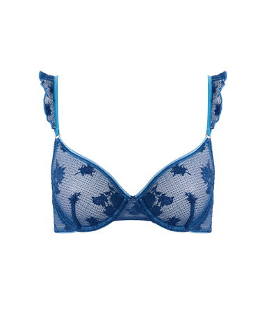 Lisa Embroidered Sheer Bra Navy Peony