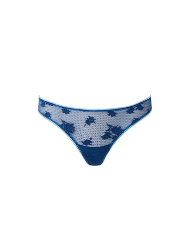 Lisa Stretch Lace Thong Navy Peony