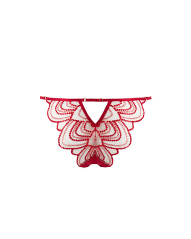 Soraya Sheer Embroidered Brief Savvy Red