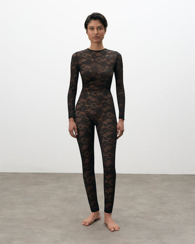 Lace Body Stocking Black