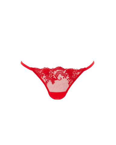 Marseille Embroidered Sheer Brief Red