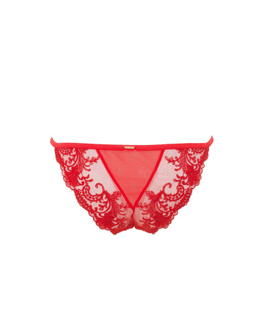 Marseille Embroidered Sheer Brief Red