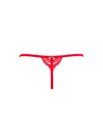 Marseille Embroidered Sheer Thong Red