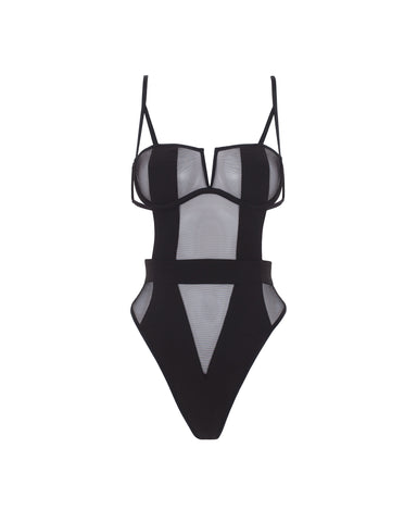 Orla Sheer Mesh Bodysuit Black