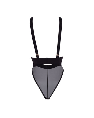 Topaz Strappy Sheer Bodysuit Black